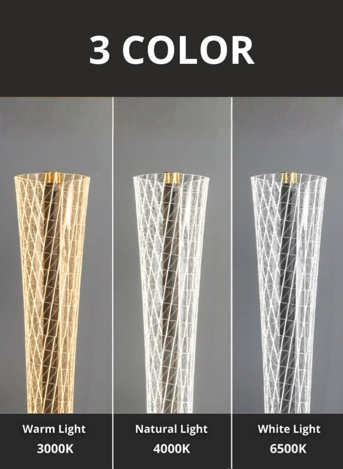 ACCEPT LED Acrylic Floor Lamp with Gold Base Electric Operated with 3 Colors Switch for Lighting White, Yellow and daylight - Image 5